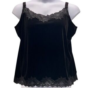 Coldwater Creek Velvet Lace Top Black‎ XL